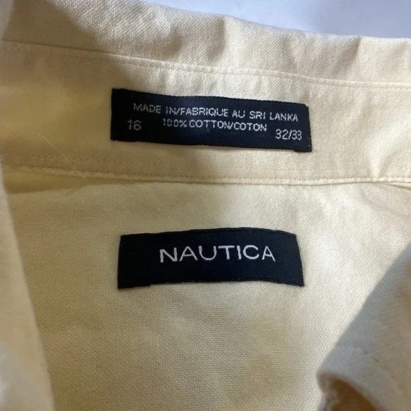 Nautica Yellow Button-Down Oxford Shirt Men's Large Preppy - Picture 2 of 8